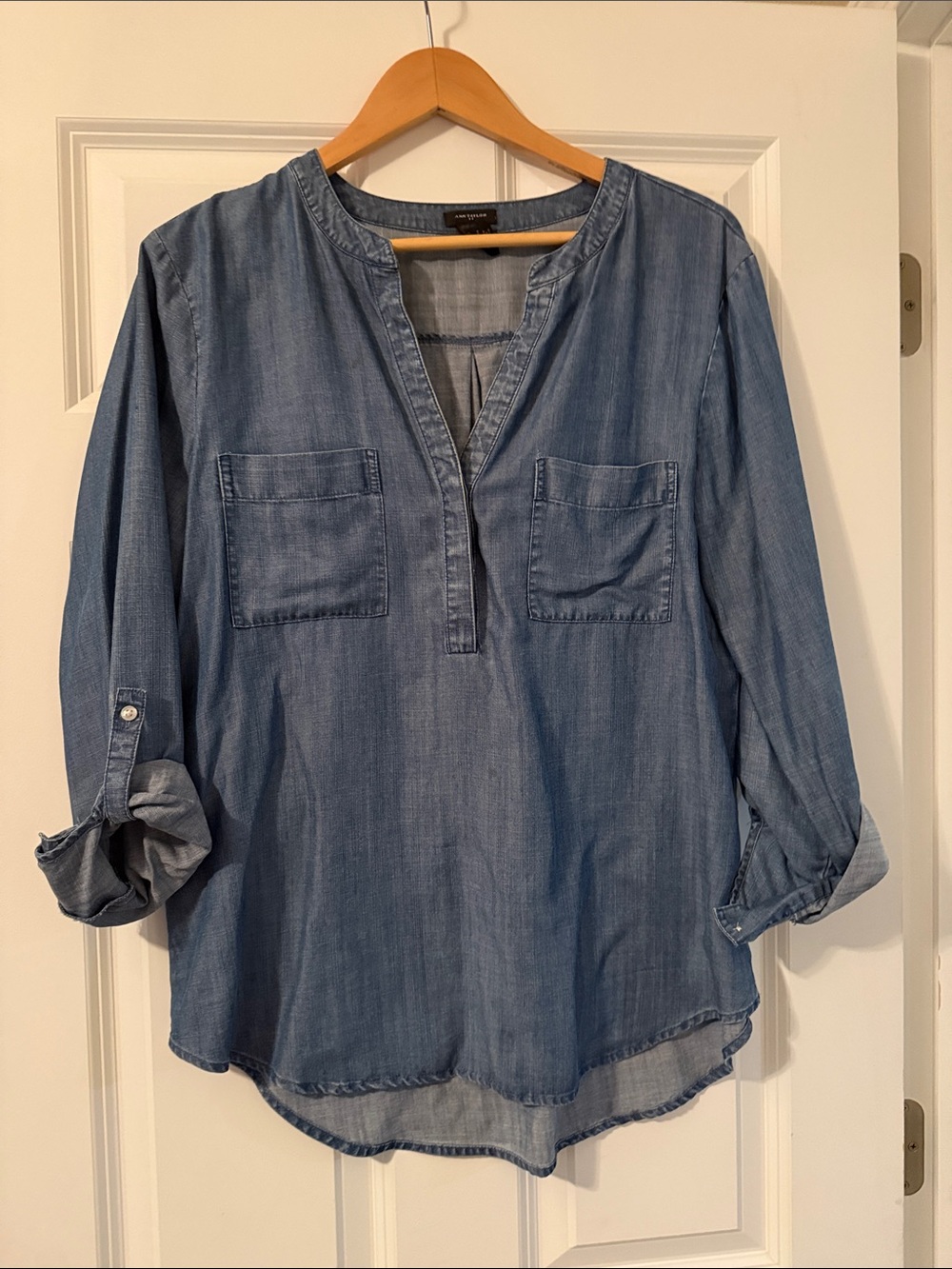 Ann Taylor Light Blue Denim Tunic Top